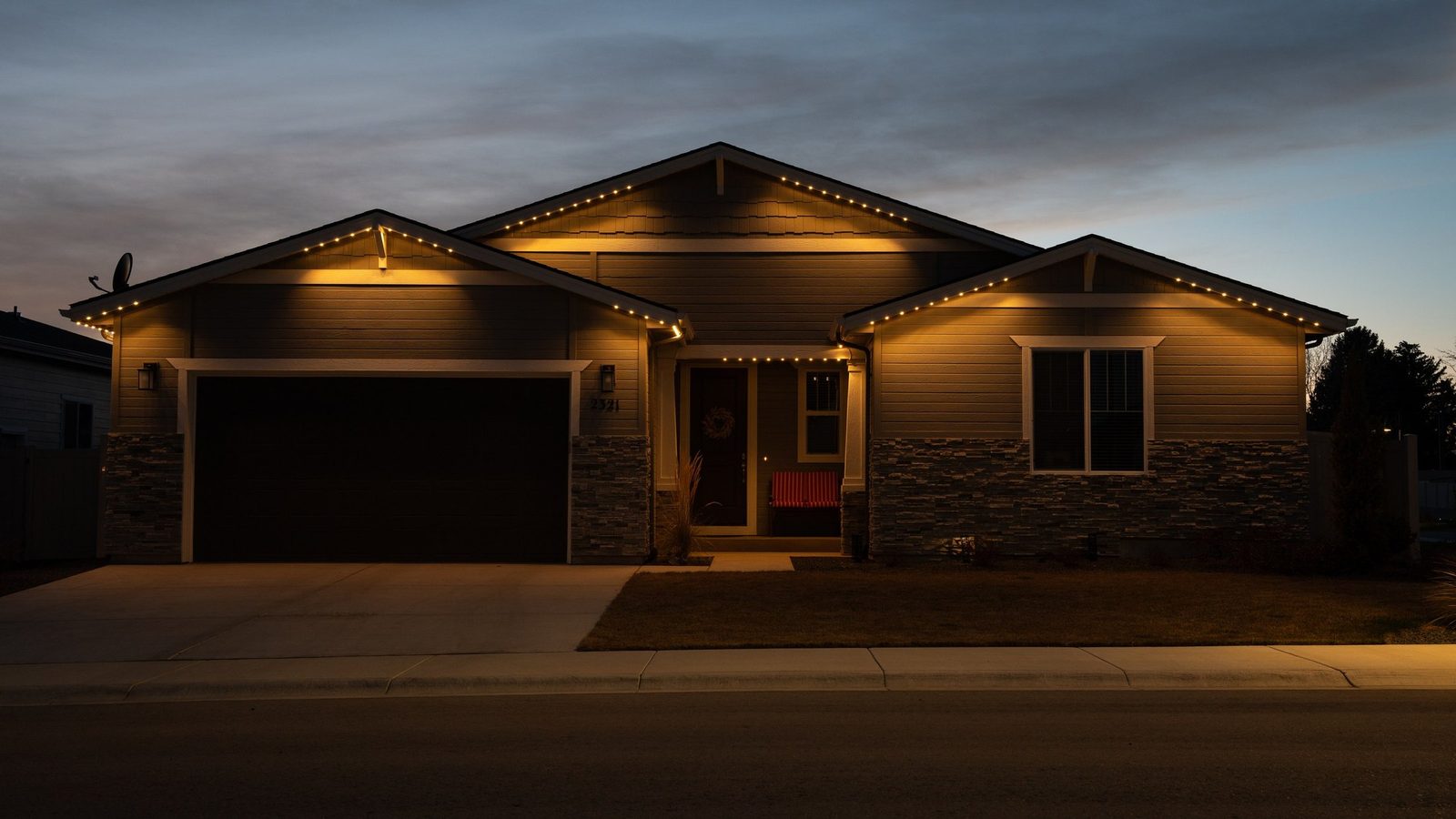 Warm White — Everyday · brick and garage line